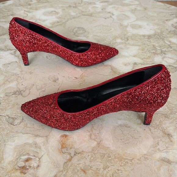 ISLO Isabella Loruso Red Sequinned Evening Pumps Heels - Picture 5 of 13